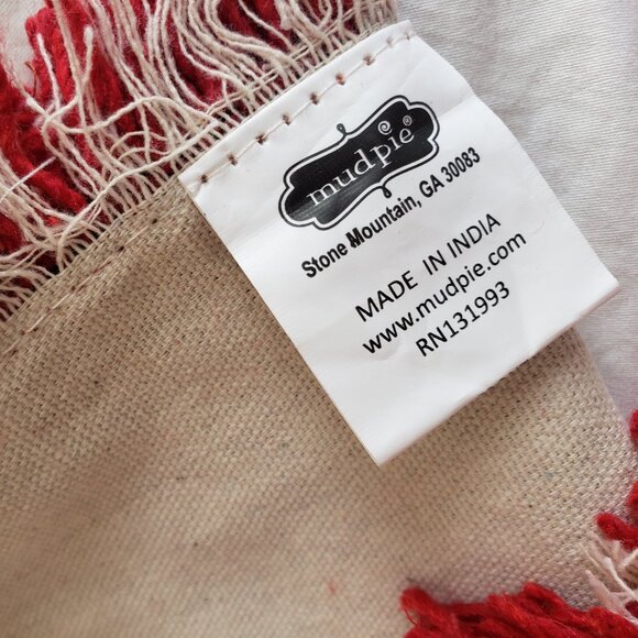 Country Chic Solid Red Table Runner with Tassels by Mud Pie 18" x 90"  NWT - Picture 7 of 12